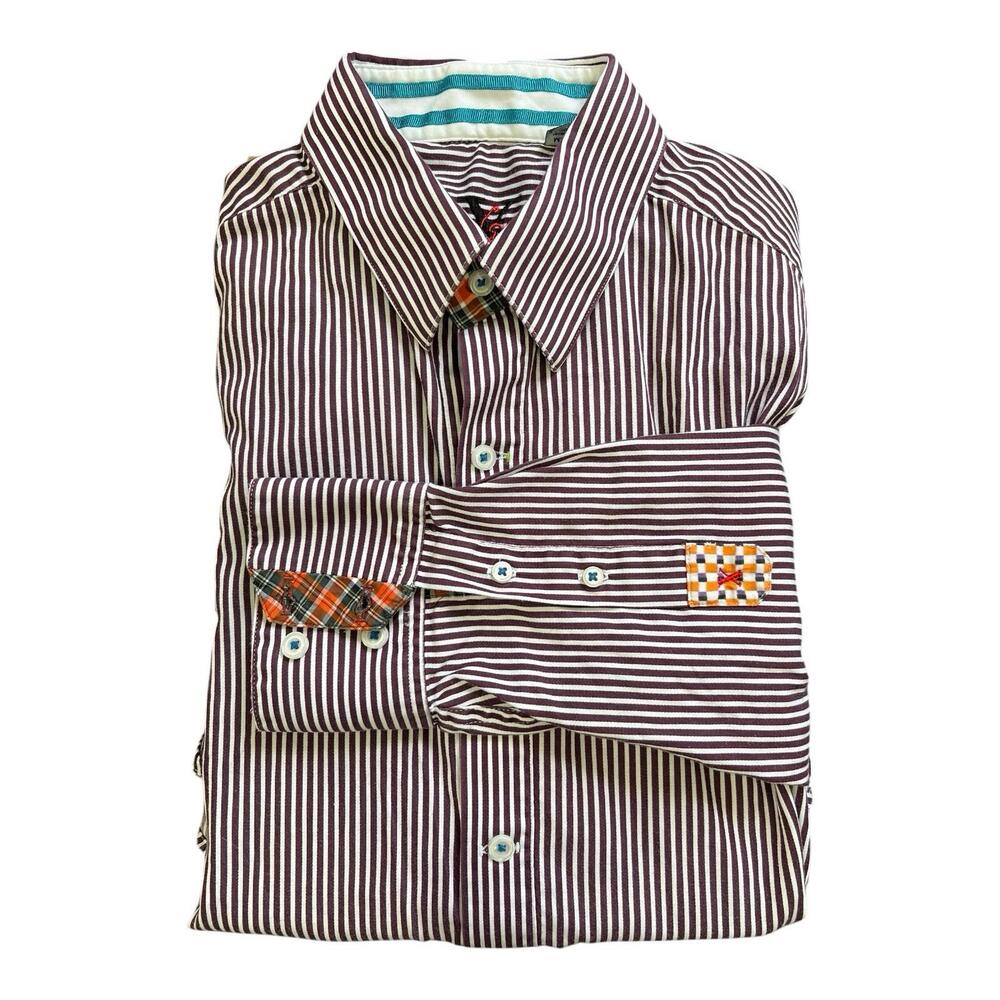 Robert Graham Mens M Patterned Flip Cuff Long Sleeve Button Front Shirt Limited